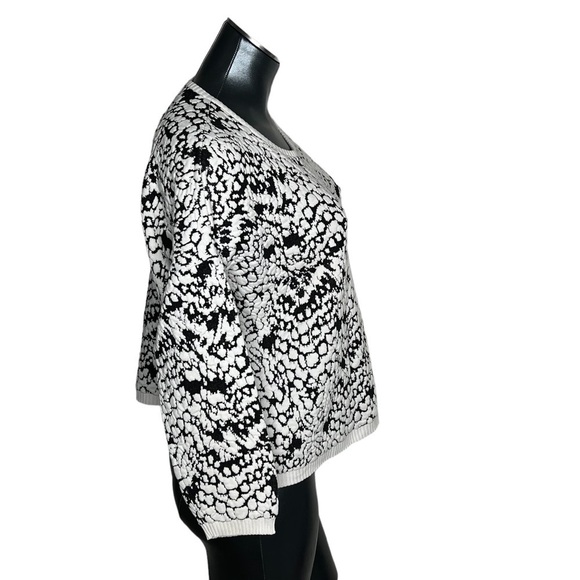 FRENCH CONNECTION Textured Long Sleeve Sweater Black White Women's S - Picture 5 of 12